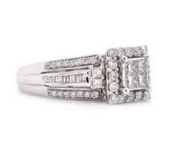 10 Karat White Gold Quadset Diamond Engagement Ring