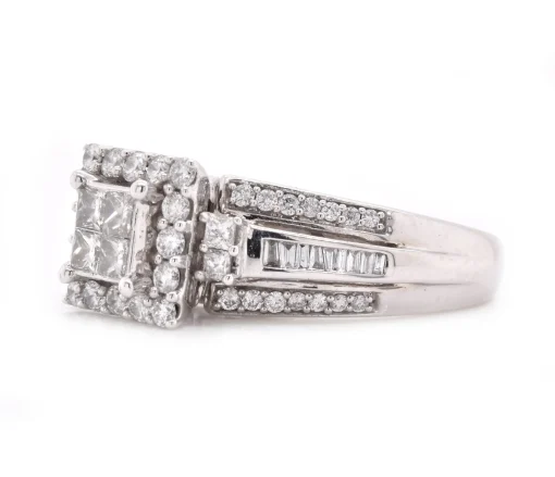 10 Karat White Gold Quadset Diamond Engagement Ring