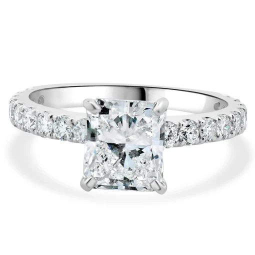 18 Karat White Gold Radiant Cut Diamond Engagement Ring