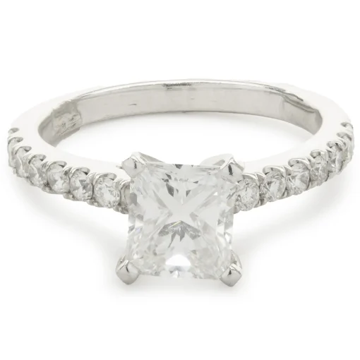 14 Karat White Gold Radiant Cut Diamond Engagement Ring