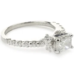 18 Karat White Gold Radiant Cut Diamond Engagement Ring