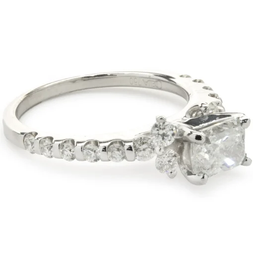 18 Karat White Gold Radiant Cut Diamond Engagement Ring