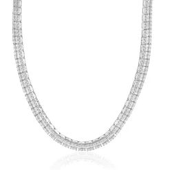 18 Karat White Gold Round and Baguette Cut Diamond Collar Necklace