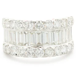 18 Karat White Gold Round and Baguette Diamond Eternity Band