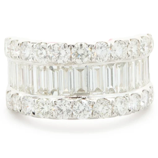18 Karat White Gold Round and Baguette Diamond Eternity Band