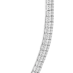 18 Karat White Gold Round and Baguette Cut Diamond Collar Necklace