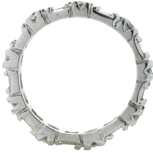 18 Karat White Gold Round and Baguette Diamond Band