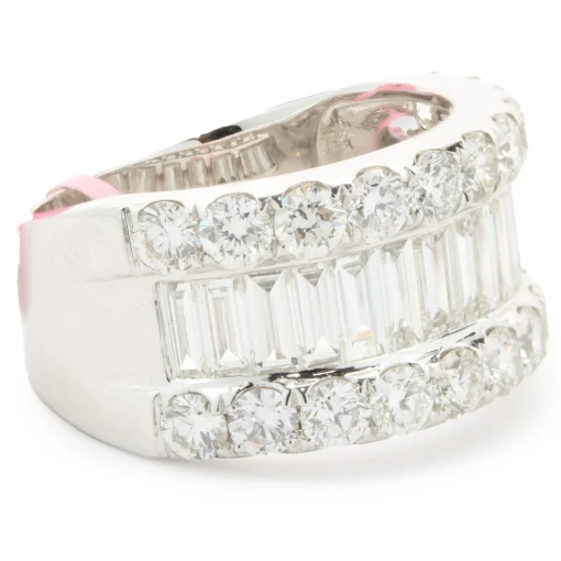 18 Karat White Gold Round and Baguette Diamond Eternity Band