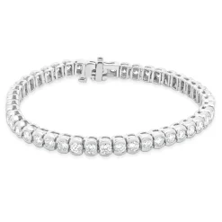 14 Karat White Gold Round Brilliant Cut Diamond Tennis Bracelet