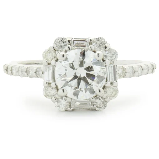 14 Karat White Gold Round Brilliant Cut Diamond Engagement Ring