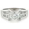 14 Karat White Gold Round Brilliant Cut Diamond Engagement Ring