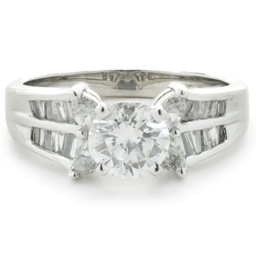 14 Karat White Gold Round Brilliant Cut Diamond Engagement Ring