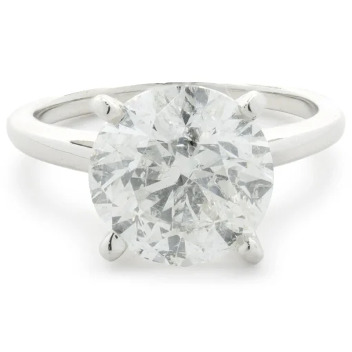 14 Karat White Gold Round Brilliant Cut Diamond Engagement Ring