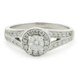 14 Karat White Gold Round Brilliant Cut Diamond Engagement Ring