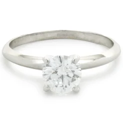14 Karat White Gold Round Brilliant Cut Diamond Engagement Ring
