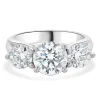 18 Karat White Gold Round Brilliant Cut Three Diamond Engagement Ring
