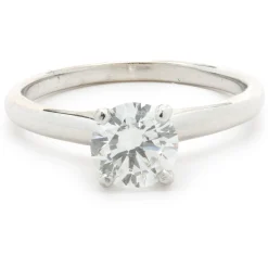 14 Karat White Gold Round Brilliant Cut Diamond Engagement Ring