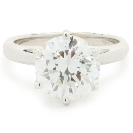 14 Karat White Gold Round Brilliant Cut Diamond Engagement Ring