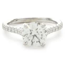 14 Karat White Gold Round Brilliant Cut Diamond Engagement Ring