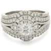 14 Karat White Gold Round Brilliant Cut Five Layer Diamond Engagement Ring