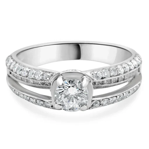 18 Karat White Gold Round Brilliant Cut Diamond Engagement Ring