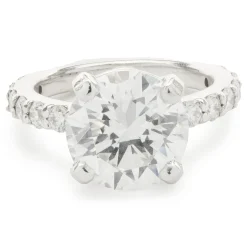 14 Karat White Gold Round Brilliant Cut Diamond Engagement Ring