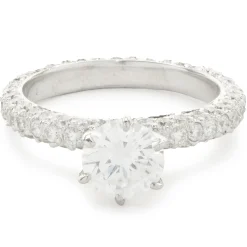 14 Karat White Gold Round Brilliant Cut Diamond Engagement Ring