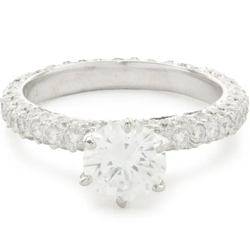 14 Karat White Gold Round Brilliant Cut Diamond Engagement Ring