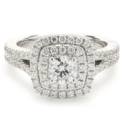 14 Karat White Gold Round Brilliant Cut Diamond Engagement Ring