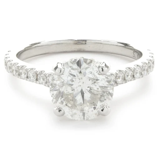 14 Karat White Gold Round Brilliant Cut Diamond Engagement Ring