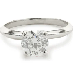 14 Karat White Gold Round Brilliant Cut Diamond Engagement Ring