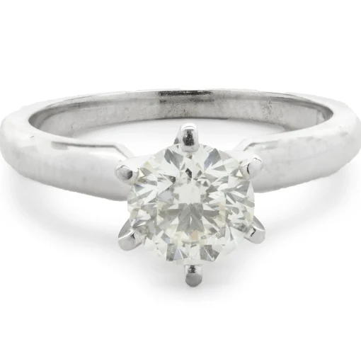 14 Karat White Gold Round Brilliant Diamond Engagement Ring