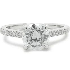 14 Karat White Gold Round Brilliant Cut Diamond Engagement Ring
