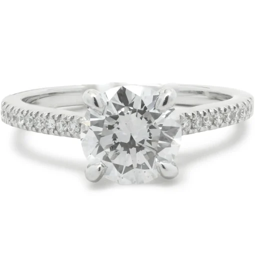 14 Karat White Gold Round Brilliant Cut Diamond Engagement Ring