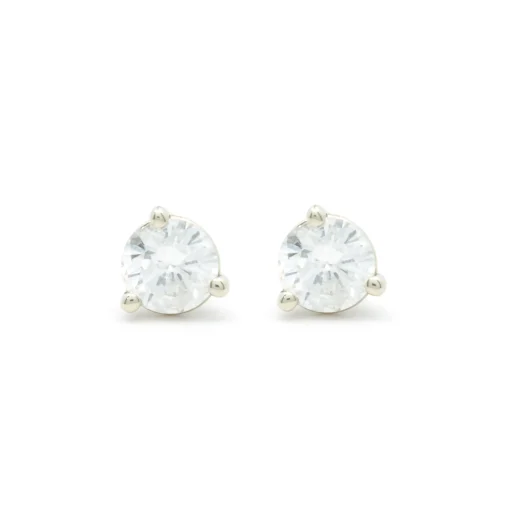 14 Karat White Gold Round Brilliant Diamond Stud Earrings