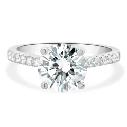 14 Karat White Gold Round Brilliant Cut Diamond Engagement Ring