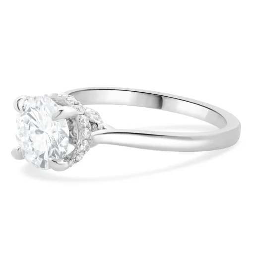 14 Karat White Gold Round Brilliant Cut Diamond Engagement Ring