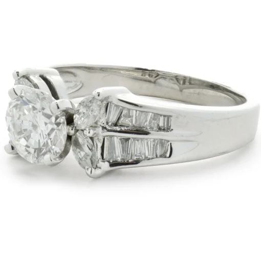 14 Karat White Gold Round Brilliant Cut Diamond Engagement Ring