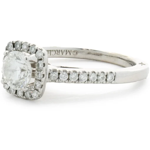18 Karat White Gold Round Brilliant Cut Diamond Engagement Ring