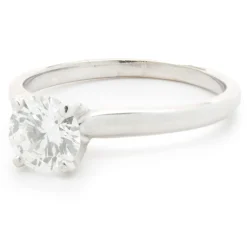 14 Karat White Gold Round Brilliant Cut Diamond Engagement Ring