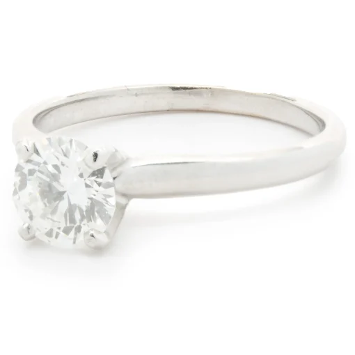 14 Karat White Gold Round Brilliant Cut Diamond Engagement Ring