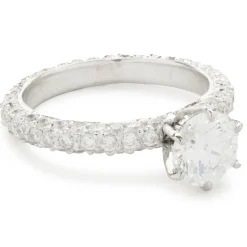 14 Karat White Gold Round Brilliant Cut Diamond Engagement Ring