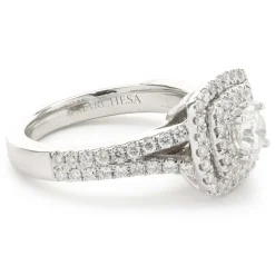 14 Karat White Gold Round Brilliant Cut Diamond Engagement Ring