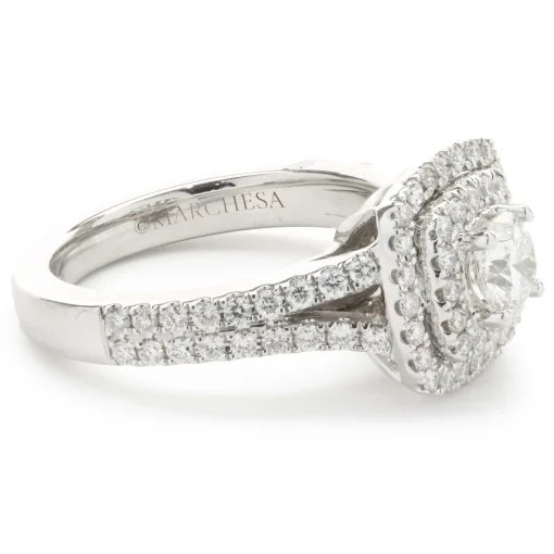 14 Karat White Gold Round Brilliant Cut Diamond Engagement Ring