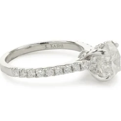 14 Karat White Gold Round Brilliant Cut Diamond Engagement Ring