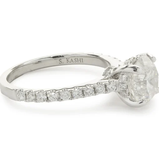 14 Karat White Gold Round Brilliant Cut Diamond Engagement Ring