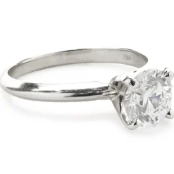14 Karat White Gold Round Brilliant Cut Diamond Engagement Ring