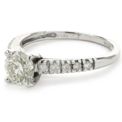 14 Karat White Gold Round Brilliant Cut Diamond Engagement Ring
