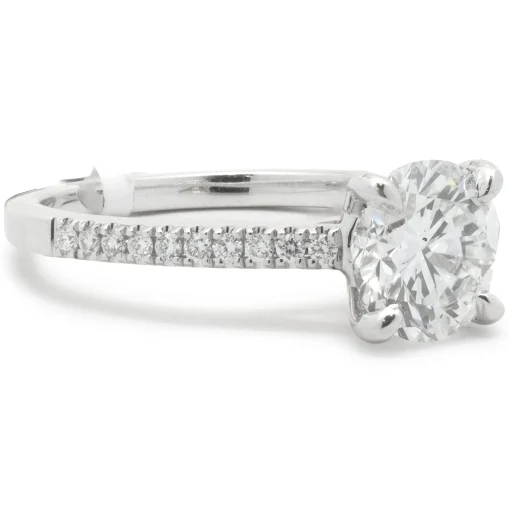 14 Karat White Gold Round Brilliant Cut Diamond Engagement Ring