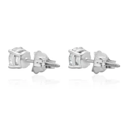 14 Karat White Gold Round Brilliant Cut Diamond Stud Earrings